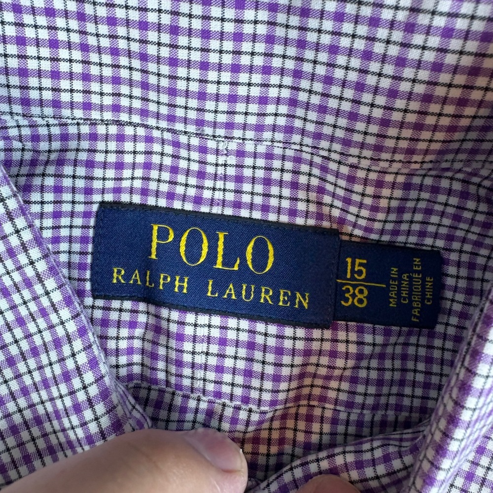 Polo Ralph Lauren Shirts Mens 15 38 Custom Fit Micro Check Purple - Picture 3 of 8